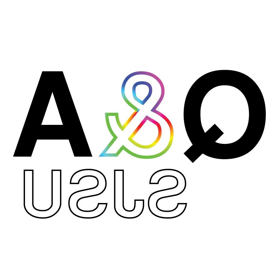 标志:加粗的Q &符号和彩虹渐变&符号.